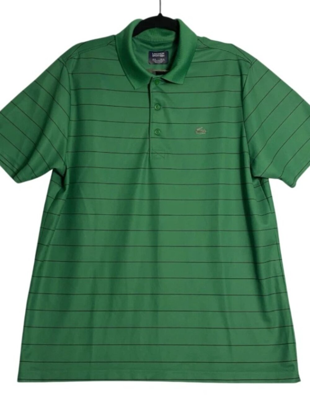 Lacoste Sport Mens Green Striped Short Sleeve Athletic Polo Golf Shirt Size 6 XL